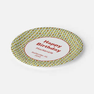 Funky Retro Olive Bead Custom Colours Pattern Paper Plate