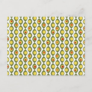 Funky Retro Olive Bead Custom Colours Pattern Postcard