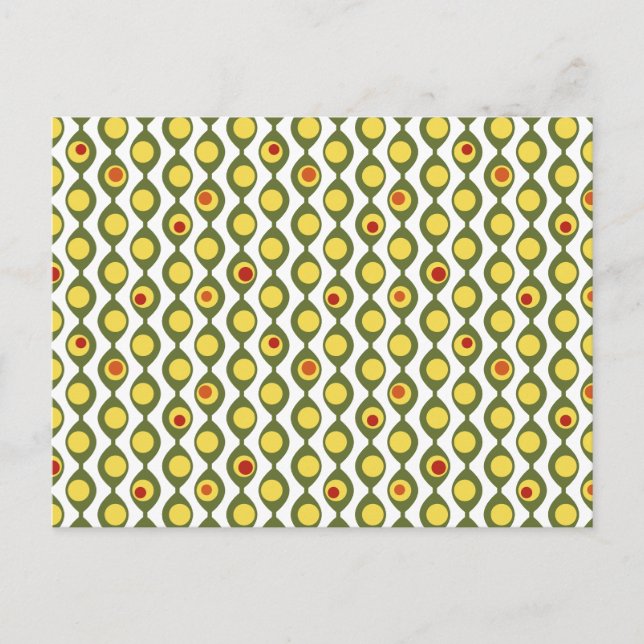 Funky Retro Olive Bead Custom Colours Pattern Postcard (Front)