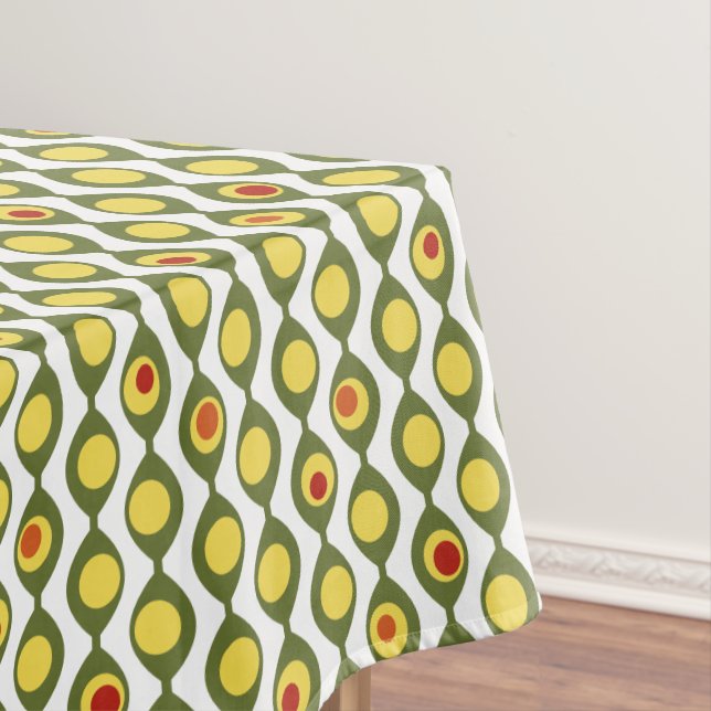 Funky Retro Olive Bead Custom Colours Pattern Tablecloth (In Situ)