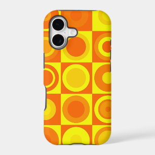 Funky Retro Orange Yellow Circles Squares