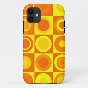 Funky Retro Orange Yellow Circles Squares iPhone 11 Case