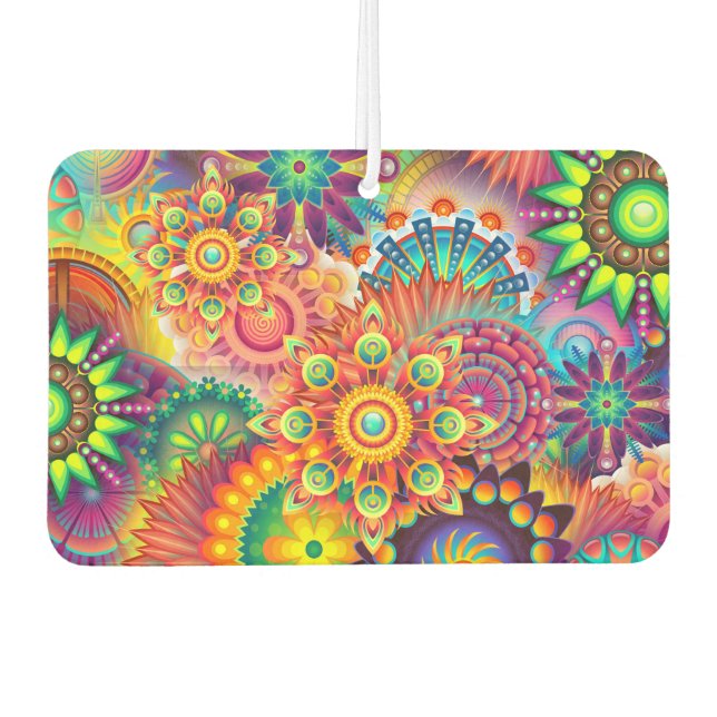 Funky Retro Pattern Abstract Bohemian Car Air Freshener (Front)