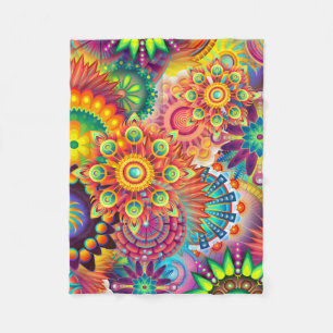 Funky Retro Pattern Abstract Bohemian Fleece Blanket