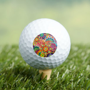 Funky Retro Pattern Abstract Bohemian Golf Balls