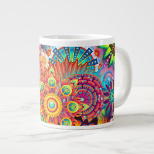 Funky Retro Pattern Abstract Bohemian Large Coffee Mug