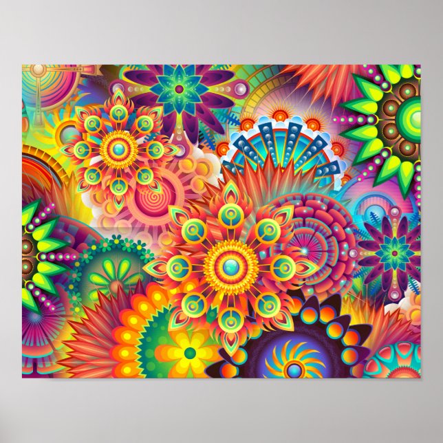 Funky Retro Pattern Abstract Bohemian Poster (Front)