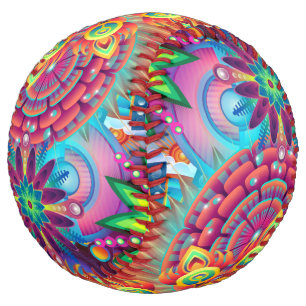 Funky Retro Pattern Abstract Bohemian Softball