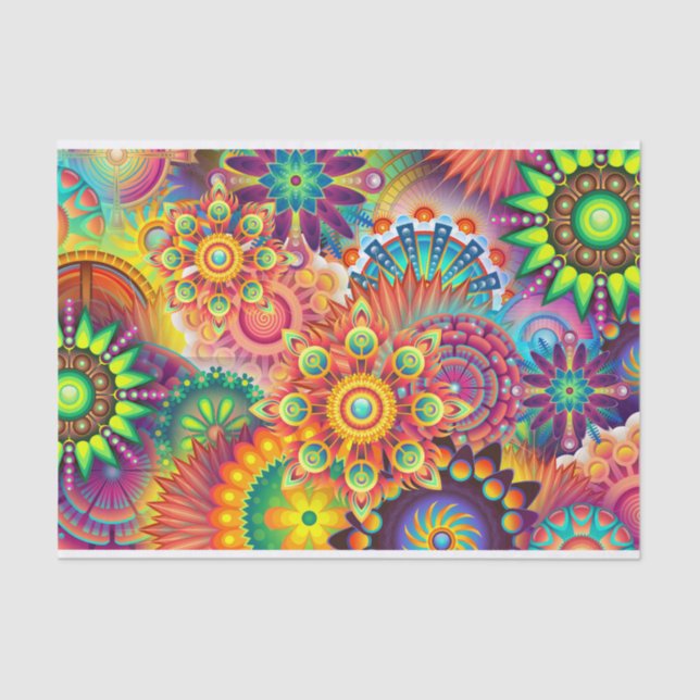 Funky Retro Pattern Abstract Bohemian Tissue Paper (Front)