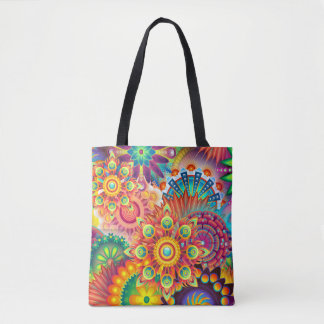 Funky Retro Pattern Abstract Bohemian Tote Bag