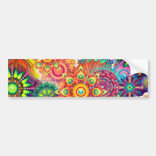 Funky Retro Pattern Abstract Boho Bumper Sticker