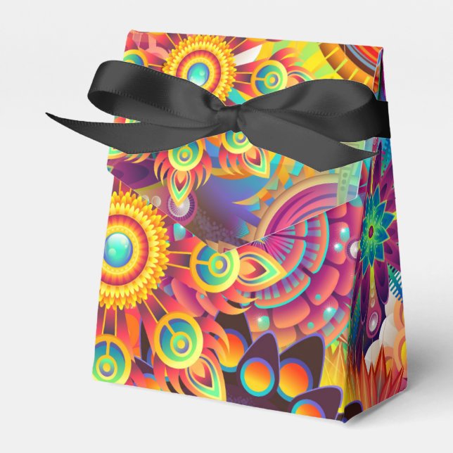 Funky Retro Pattern Abstract Boho Favor Box (Front Side)