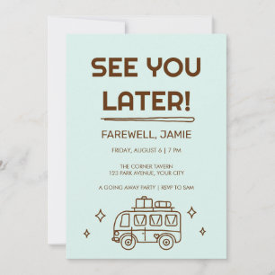 Funky Retro See You Later Going Away Invitation
