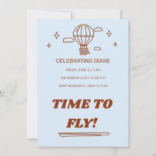 Funky Retro Time to Fly Retirement Invitation