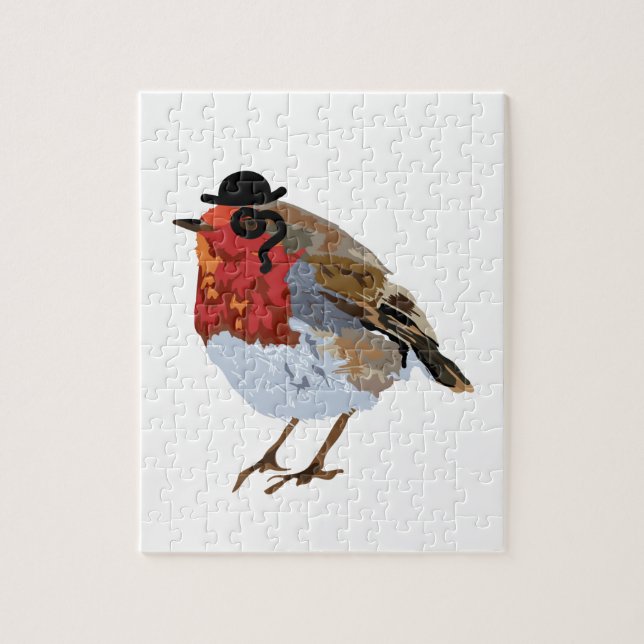 Funky Robin with monocle and hat Jigsaw Puzzle (Vertical)