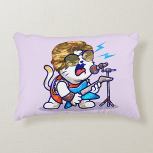 Funky Rockstar Cat – Cool Music Lover Kitty Accent Pillow