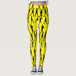 Funky Running Jogging People Silhouettes Leggings