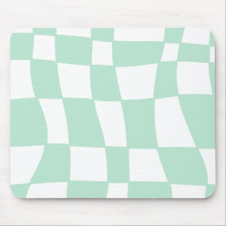 funky sage green chequered mouse pad