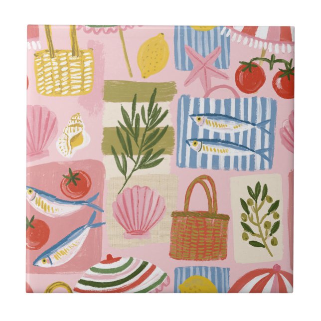 Funky Sardine Coastal Portuguese Tile (Front)
