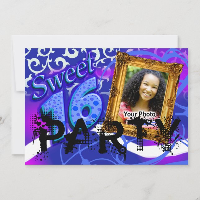 Funky Sassy Sweet 16 Invitation à une soirée photo (Devant)