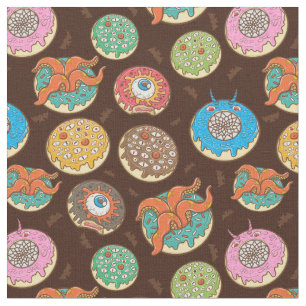 Funky Scary Halloween Doughnuts Pattern Fabric