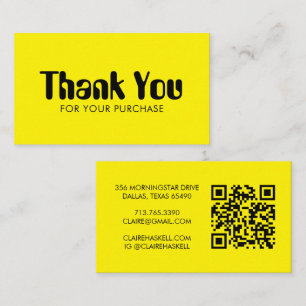 Funky Script Bold Order Thank You Minimal QR Code Business Card