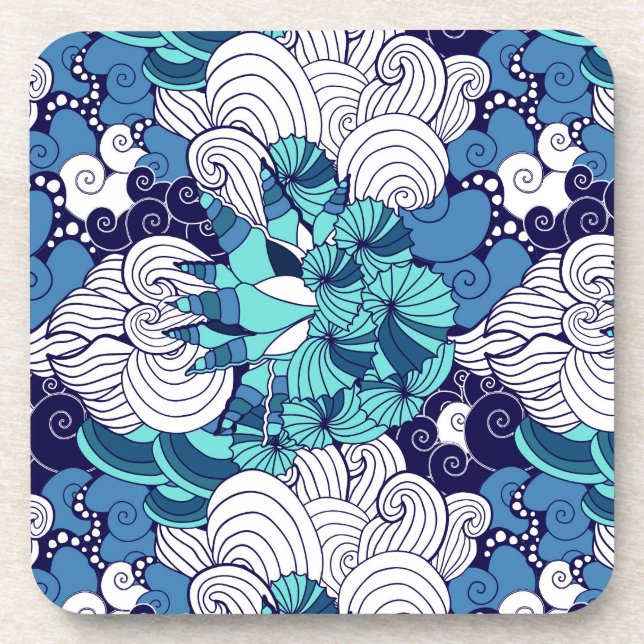 Funky Seashell Pattern Coaster (Front)