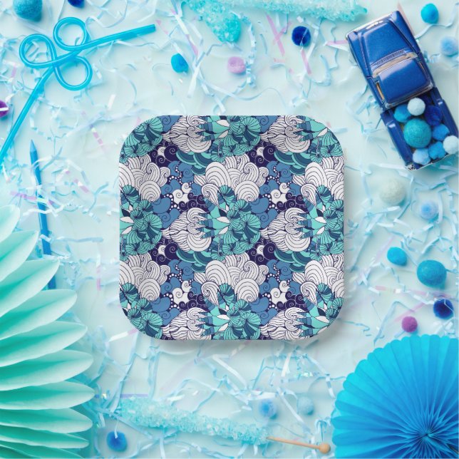 Funky Seashell Pattern Paper Plate (Party)