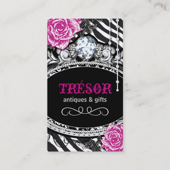 Funky Shabby Chic Zebra Stripes Business Cards (Front)