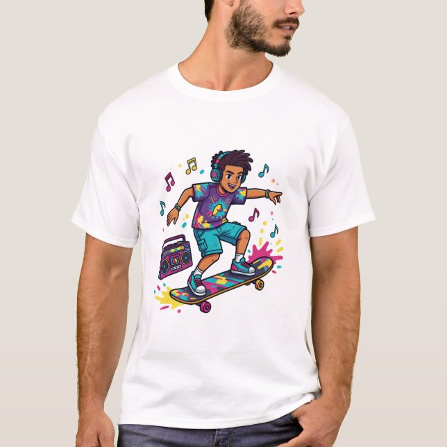 Funky Skater Boy Graphic T-Shirt (Front)