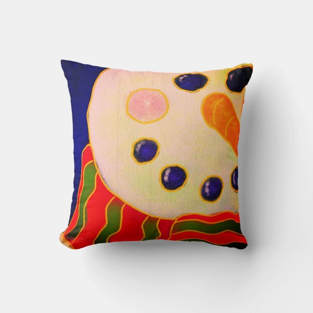Funky Snowman Abstract Christmas Art Throw Pillow (Front)