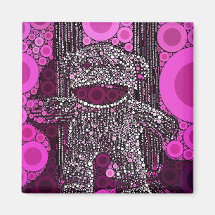 Funky Sock Monkey Circles Bubbles Pop Art Magnet