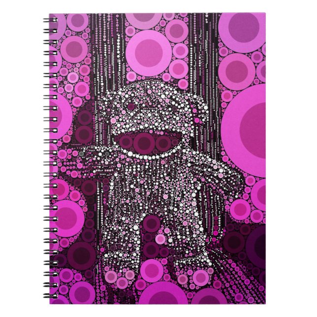 Funky Sock Monkey Circles Bubbles Pop Art Notebook (Front)