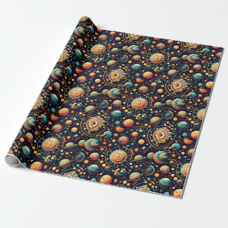 funky Solar System pattern Wrapping Paper 