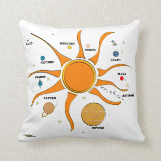 Funky Solar System Throw Pillow