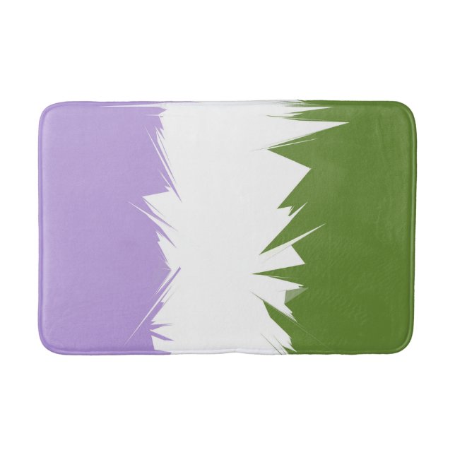 Funky Spiky ZigZag Abstract Genderqueer Pride Flag Bath Mat (Front)