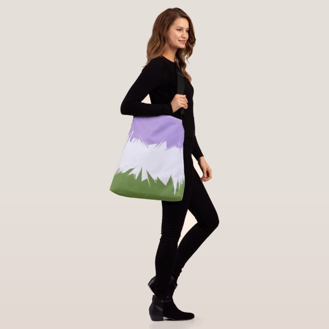 Funky Spiky ZigZag Abstract Genderqueer Pride Flag Crossbody Bag (On Model)