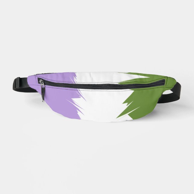 Funky Spiky ZigZag Abstract Genderqueer Pride Flag Fanny Pack (Front)