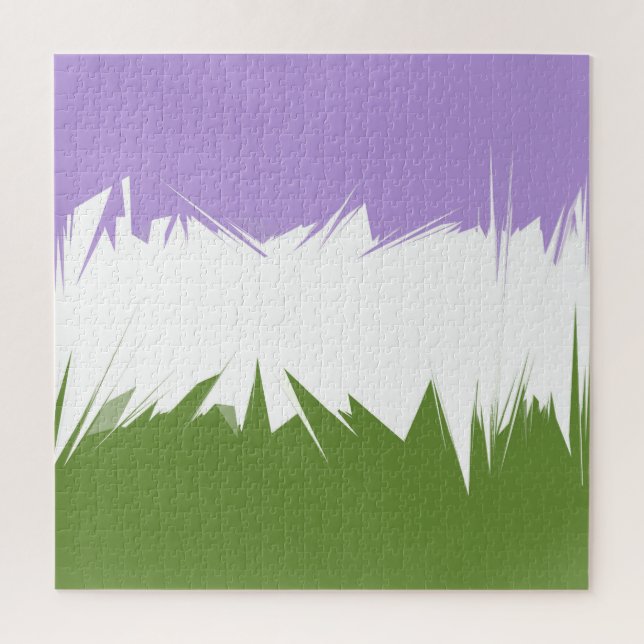 Funky Spiky ZigZag Abstract Genderqueer Pride Flag Jigsaw Puzzle (Vertical)