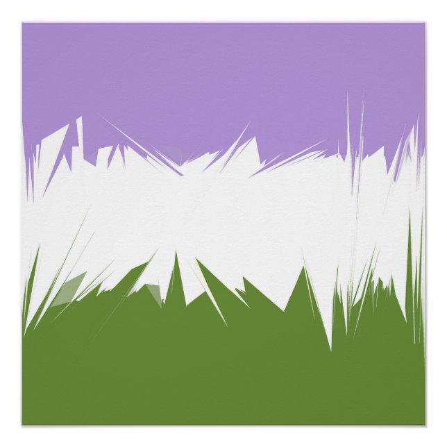Funky Spiky ZigZag Abstract Genderqueer Pride Flag Poster (Front)