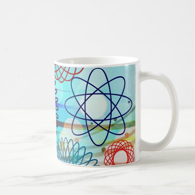 Funky Spirograph Geometric Pattern Blue Design Coffee Mug (Right)