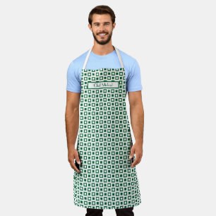 Funky Squares Pattern DIY Colours Green White SV Apron