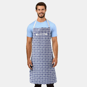 Funky Squares Pattern DIY Colours Navy White SV Apron
