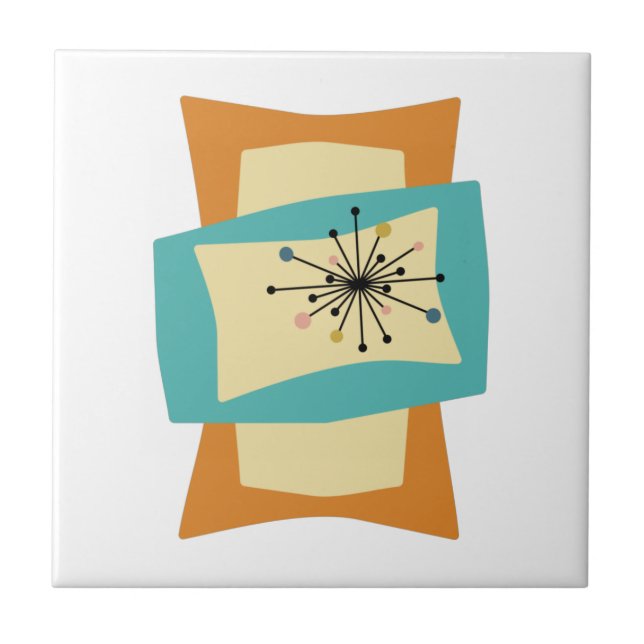 Funky Squeezed Rectangles Mid Century Modern Tile (Front)