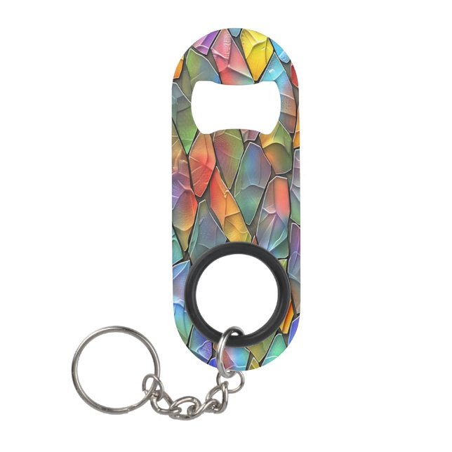 Funky Stained Glass Magic Keychain Bottle Opener (Front)