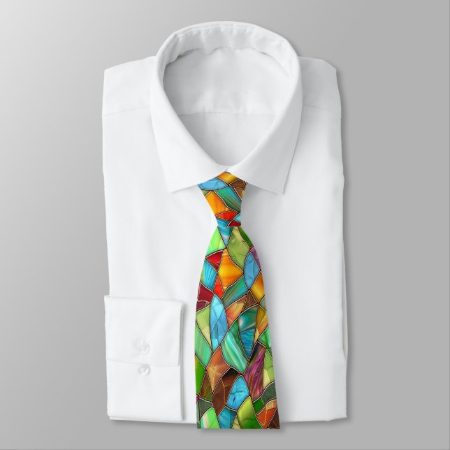  Funky Stained Glass Vibes Tie (Tied)