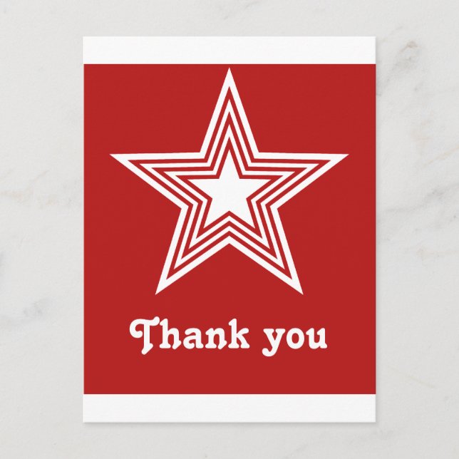 Funky Star Sweet 16 Flat Thank You Note Card, Red Postcard (Front)
