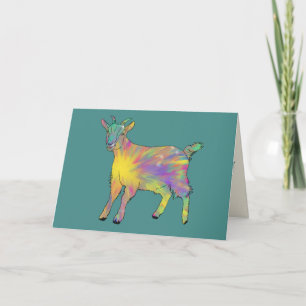 Funky Starburst Goat Colourful Cute Animal Art Card