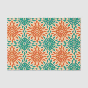 Funky Starburt Teal & Orange Design Tissue Paper