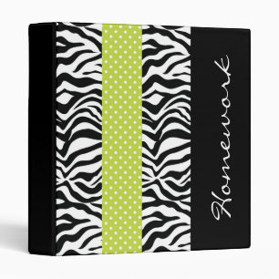 Funky Striped Lime and Zebra Binder